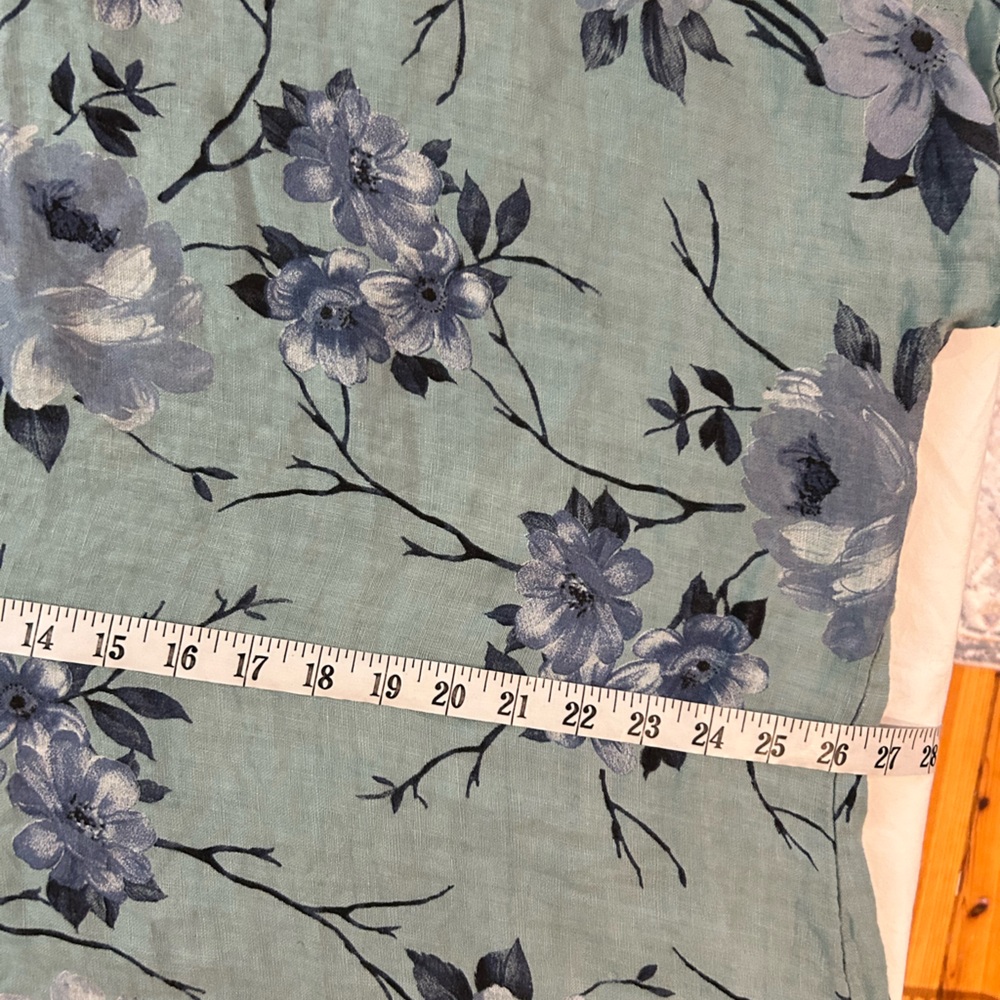 LUNGO L’ARNO Linen Floral Seafoam Green Shift Dress Tunic Made in Italy 2X‎ - Picture 10 of 12
